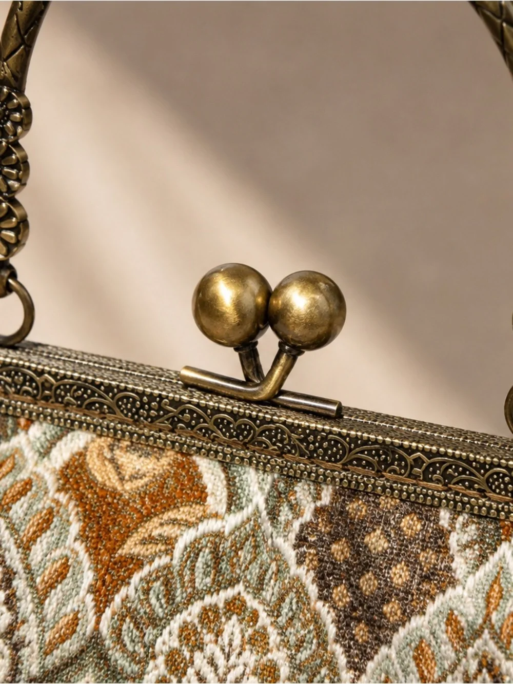 Handmade Boho Clutch Purse | Vintage Style Bronze Frame Bag